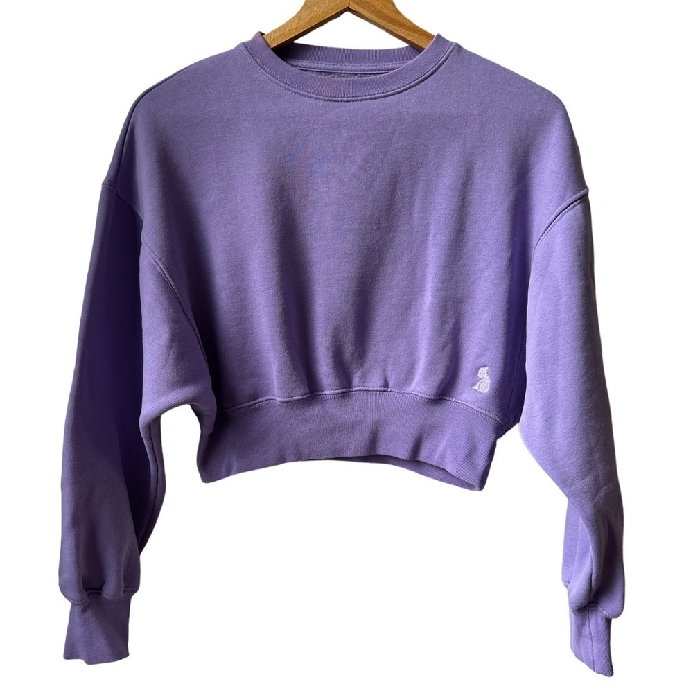 Kuwalla Tee  cropped cinched waist‎ lavender crew neck sweatshirt